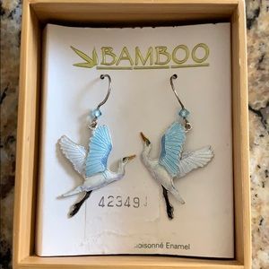Beautiful Bamboo bird earrings BRAND NEW
